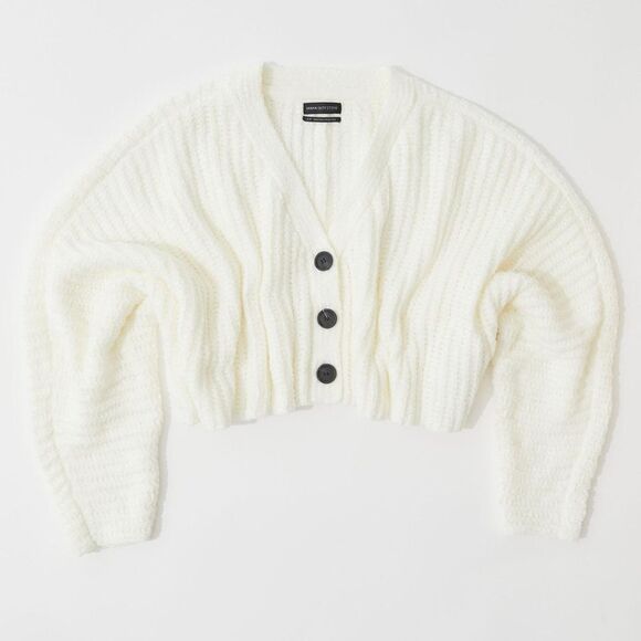 URBAN OUTFITTERS CREAM KNIT CROPPED ASHLYN BATWING CARDIGAN SIZE XS - Picture 2 of 7